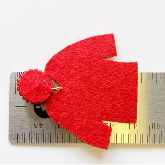 Red and Gold Boho Seed Beaded Ho Ho Ho Ugly Christmas Sweater Earrings - Picture 7 of 10